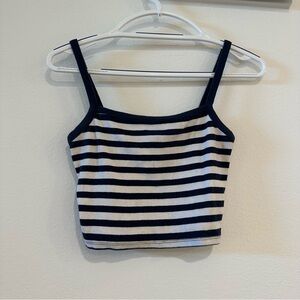 Packsun Navy and White Striped Crop Top